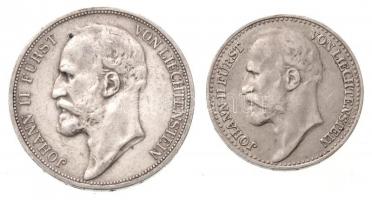 Liechtenstein 1904. 1K Ag + 1912. 2K Ag "II. János herceg" T:2 Liechtenstein 1904. 1 Krone Ag + 1912. 2 Kronen Ag "Prince John II" C:XF