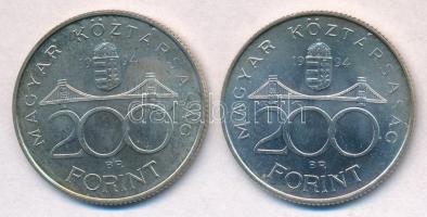 1994. 200Ft Ag "Deák" (2x) T:1-,2