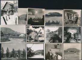 1933-1963 Badacsonyi életképek, csónakázás, szüret, borospince, 13 db fotó, 6x6 és 6x9 cm