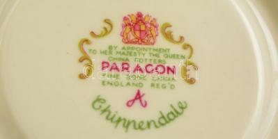 Paragon angol porcelán csésze és alj, matricás, jelzett, kopott aranyozással, d: 9 és 14 cm