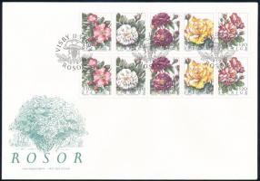 Rózsa 10-es tömb FDC-n, Rose block of 10 FDC