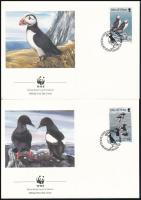 WWF Seabirds stripe of 4 + 4 FDC WWF: Tengeri madarak sor 4-es csíkban + 4 db FDC