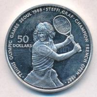 Niue 1987. 50$ Ag "1988 Olimpia - Steffi Graf" T:PP ujjlenyomat Niue 1987. 50 Dollars Ag "1988 Olympics - Steffi Graf" C:PP fingerprint Krause KM#6