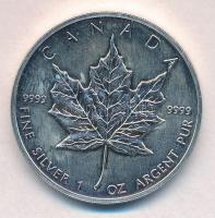 Kanada 1989. 5$ Ag "II. Erzsébet / Juharlevél" (1oz/0.999) T:1- Canada 1989. 5 Dollars Ag "Elizabeth II / Maple Leaf" (1oz/0.999) C:AU