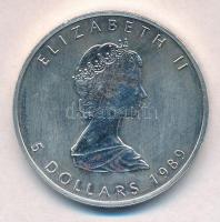 Kanada 1989. 5$ Ag "II. Erzsébet / Juharlevél" (1oz/0.999) T:1-
Canada 1989. 5 Dollars Ag...