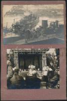 cca 1910-1920 Magyar haditengerészettel, hajózással kapcsolatos fotók, 4 db, albumlapra ragasztva, 9x12 cm