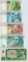Szlovákia 1961. 100K szlovák felülbélyegzéssel + 1999. 20K + 50K + 200K + 2001. 100K T:I-,II Slovakia 1961. 100 Korun with Slovakian stamp + 1999. 20 Korun + 50 Korun + 200 Korun + 2001. 100 Korun C:AU,XF