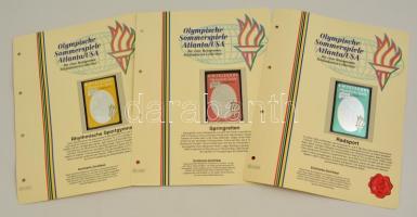 Olimpiai játékok 3 db használatlan telefonkártya előnyomott albumlapokon./ Olympic games 3 unused phone cards on pre-printed album pages with cerificate