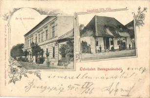 Beregszász, Berehovo; Az új és a régi városháza / new and old town hall. Flora. Art Nouveau
