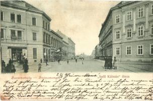 1899 Szombathely, Steinamanger; Széll Kálmán utca, Pető Ármin üzlete (vágott / cut)