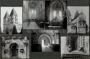 A jáki templomot ábrázoló fotók, 8 db (7 db albumlapra ragasztva), 9x11 és 17x23 cm közötti méretekben