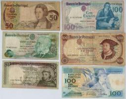 Portugália vegyes bankjegy tétel (6xklf) T:III,III- Portugal mixed banknote lot (6xdiff) C:F,VG