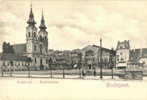 Budapest I. Bomba tér (ma Batthyány tér), Budai vásárcsarnok, Wirth Antal, Petz Ágoston üzletei, templom