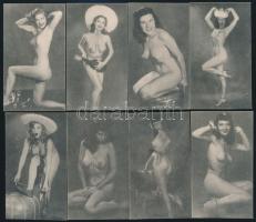 cca 1960 Hölgyeket ábrázoló erotikus nyomtatvány, 8 db, 8x4,5 cm