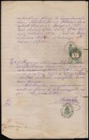 1877 Közjegyzői okirat 1 ft okmánybélyeggel, hiányos viaszpecséttel