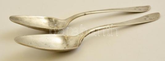 Monogramos ezüst (Ag.) kanál, 2 db, jelzett, mesterjeggyel, nettó: 124 g