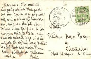 1909 Keszthely, hölgyek csoportképe egy szobor mellett. photo (EK)