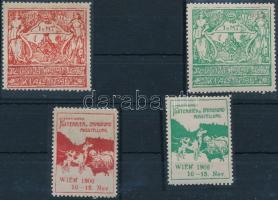 1906-1907 Foxterrier kiállítás Bécs 2 db klf színű és Pécsi Általános kiállítás 2 db klf színű levélzáró bélyeg