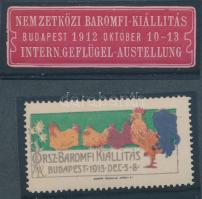 1912-1913 Nemzetközi baromfi kiállítás 2 db klf levélzáró