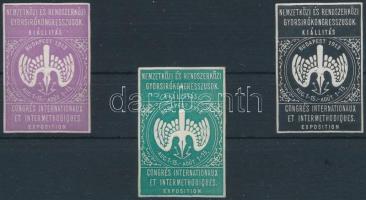 1913 Nemzetközi és rendszerközi gyorsíró kongresszusok kiállítás 3 db klf színű levélzáró