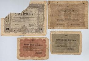 1848-1849. 15kr-10Ft 10db-os vegyes "Kossuth bankó" tétel, közte 1848. 10Ft hátlapi szöveg...