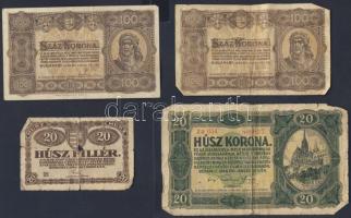 Kis korona tétel 1902-23. 20f (1x), 50f (1x), 1K (3x), 2K (8x), 10K (6x), 20K (4x), 100K (2x), 1000K (1x) Összesen 26db T:II,III,IV