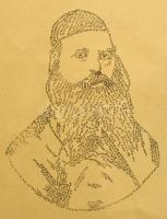 cca 1900 Marosvásárhely, Rabbi portré mikrográfiával, aranynyomásos papír, Samuel Hirsch munkája, ak...