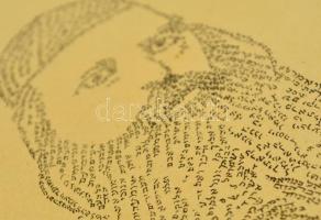 cca 1900 Marosvásárhely, Rabbi portré mikrográfiával, aranynyomásos papír, Samuel Hirsch munkája, ak...