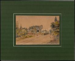 Jelzés nélkül (1902): Siófok, vasútállomás vonattal. Akvarell, papír, kartonra kasírozva, 13,5x20 cm