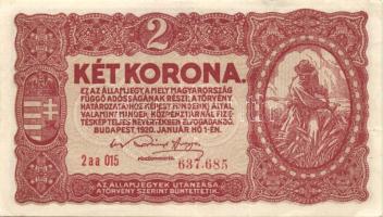 1920. 2K (2x) egymásutáni sorszámmal T:II+ Kis saroktöréssel.