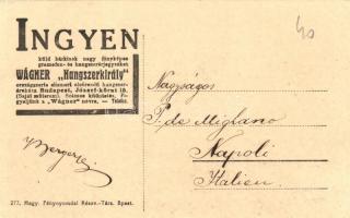 Budapest XII. Pálffy villa. Béla király út 20. Wágner Hangszerkirály reklám a hátoldalon, TCV card