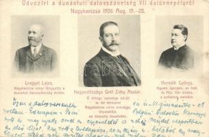 1906 Nagykanizsa, Dunántúli Dalosszövetség VII. dalünnepélye; Lengyel Lajos, Gróf Zichy Aladár, Horváth György  (EK)