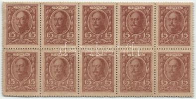 Oroszország 1915. 15k 10-es összefüggő tömbben T:I