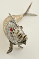 Ezüst hal figura. Élethűen, ízenként mozgatható testtel. Jelzett kézimunka / Silver fish figure with...