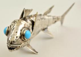 Ezüst halak. Két darab piranja. Élethűen, ízenként mozgatható testtel. Jelzett kézimunka / Silver pi...