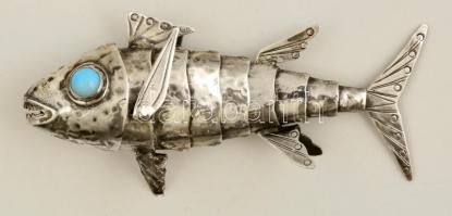 Ezüst halak. Két darab piranja. Élethűen, ízenként mozgatható testtel. Jelzett kézimunka / Silver pi...