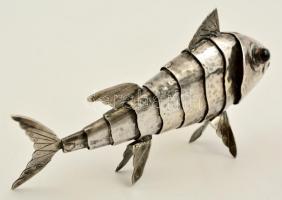 Ezüst halak. Két darab piranja. Élethűen, ízenként mozgatható testtel. Jelzett kézimunka / Silver pi...