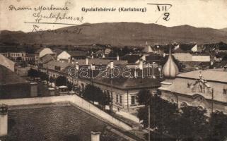 Gyulafehérvár, Karlsburg, Alba Iulia; látkép. Schäser Ferenc kiadása / general view (ázott sarok / wet corner)