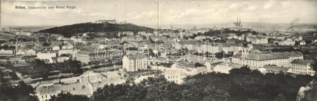 Brno, Brünn; Totalansicht vom Roten Berge / foldable panorama card (bent till broken)