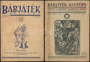 1947-1948 A Bábjáték Kultúrája, a Magyar Bábjátékosok Egyesületének Közlönye I. évfolyamának 1. száma, szerk. Tiszay Andor, címlapon Bod László linómetszetével, javított gerinccel + ugyanezen újság I. évfolyamának 2. száma + a "Bábjátszás" 1. szám (stencil) + Bábszínház című nyomtatvány