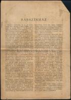 1947-1948 A Bábjáték Kultúrája, a Magyar Bábjátékosok Egyesületének Közlönye I. évfolyamának 1. szám...