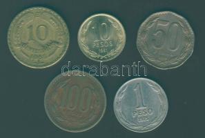 Chile 1966-1991. 5db klf fémpénz T:2,2/3