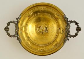 Réz kínáló tál, d: 23 cm m: 11 cm