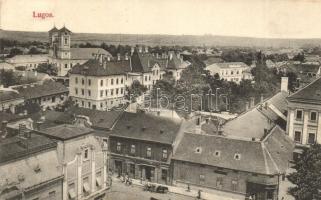 Lugos, Lugoj; látkép Rosenthal Adolf üzletével / panorama view with shop