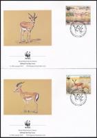 WWF: Golyvás gazella sor 4 db FDC-n WWF: Goitered gazelle set on 4 FDC