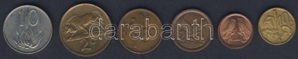 Dél-Afrika 1966-94. 6db klf fémpénz T:2,3