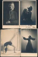 1935-1937 Ilse - mozgásművészet, 4 db fotó, aláírt, egyik vágott, 14x9 cm