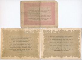 1848. 5Ft vörösesbarna + 10Ft (2x) egyik fordított hátlapi alapnyomattal + 1849. 30kr (2x) "Kos...