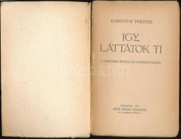 Karinthy Frigyes: Így láttátok ti. A háborús irodalom karrikatúrája. A borító Biró Mihály munkája. B...