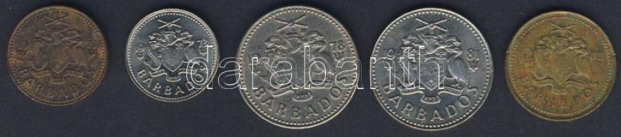 Barbados 1973-1988. 5db klf fémpénz T:2,2/3